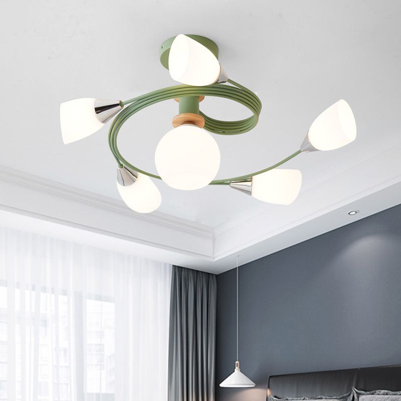 Metal Flush Mounted Ceiling Lights Frosted Glass Shade Ceiling Lighting for Living Room