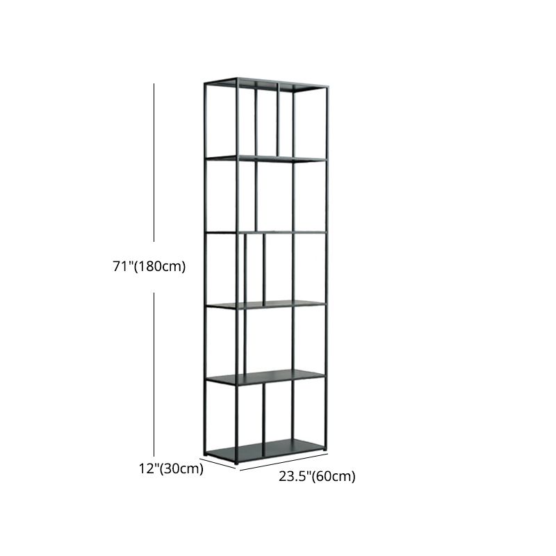 70.87"H Bookcase Black Open Back Modern Style Bookshelf for Home and Office