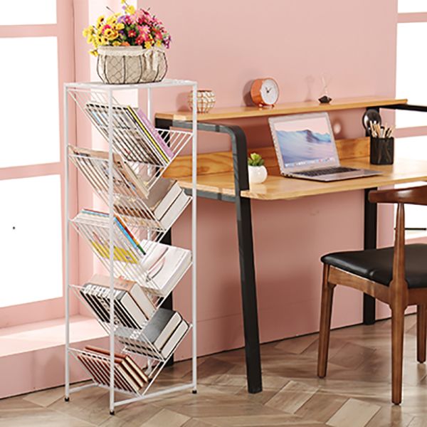 9.84"W Bookshelf Contemporary Style White Bookcase for Home Office