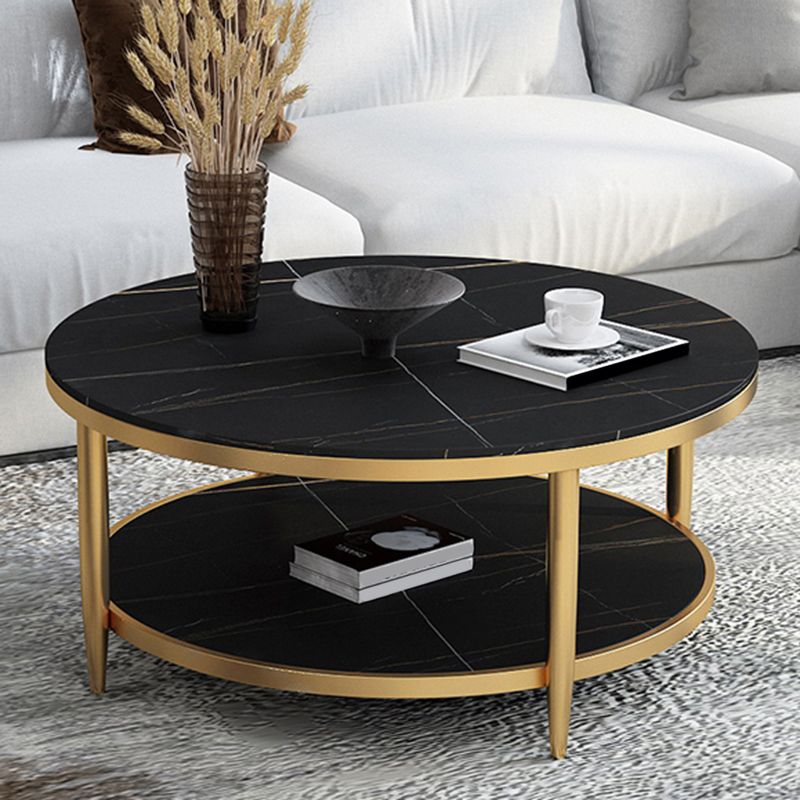 Glam Round 4 Legs Coffee Table Slate Top Coffee Cocktail Table