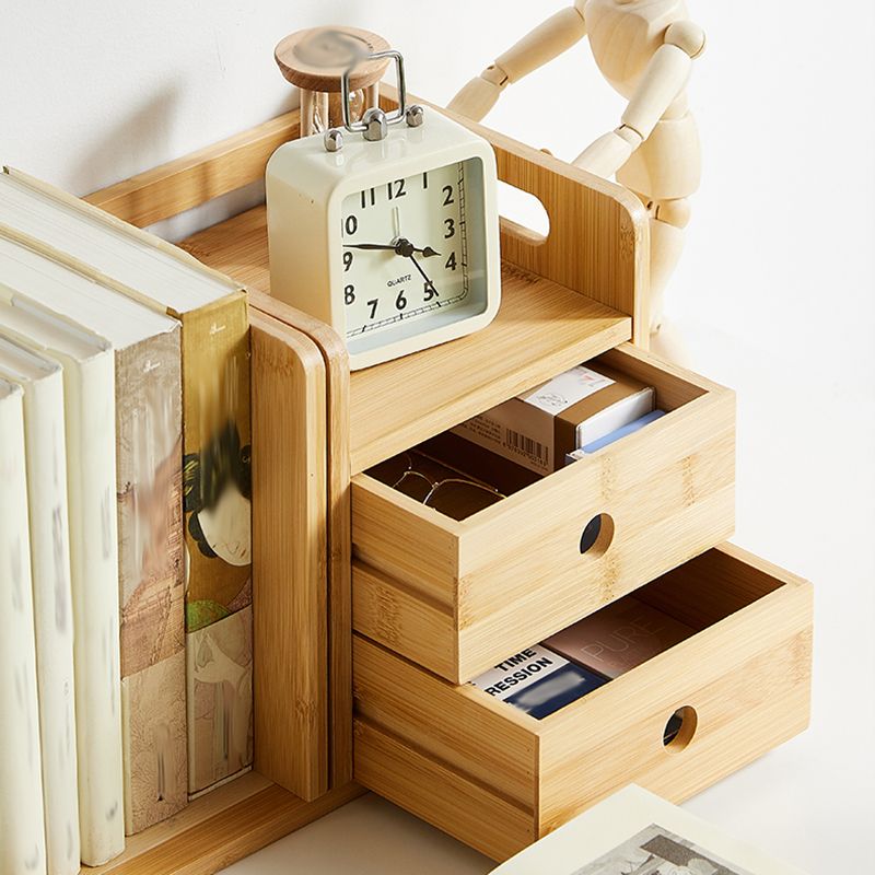 Horizontal Contemporary Bamboo Bookcase Open Back Bookshelf for Home Use