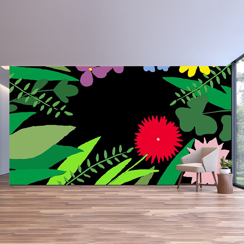 Customized Illustration Mural Tropical Plants Decorative Eco-friendly for Room