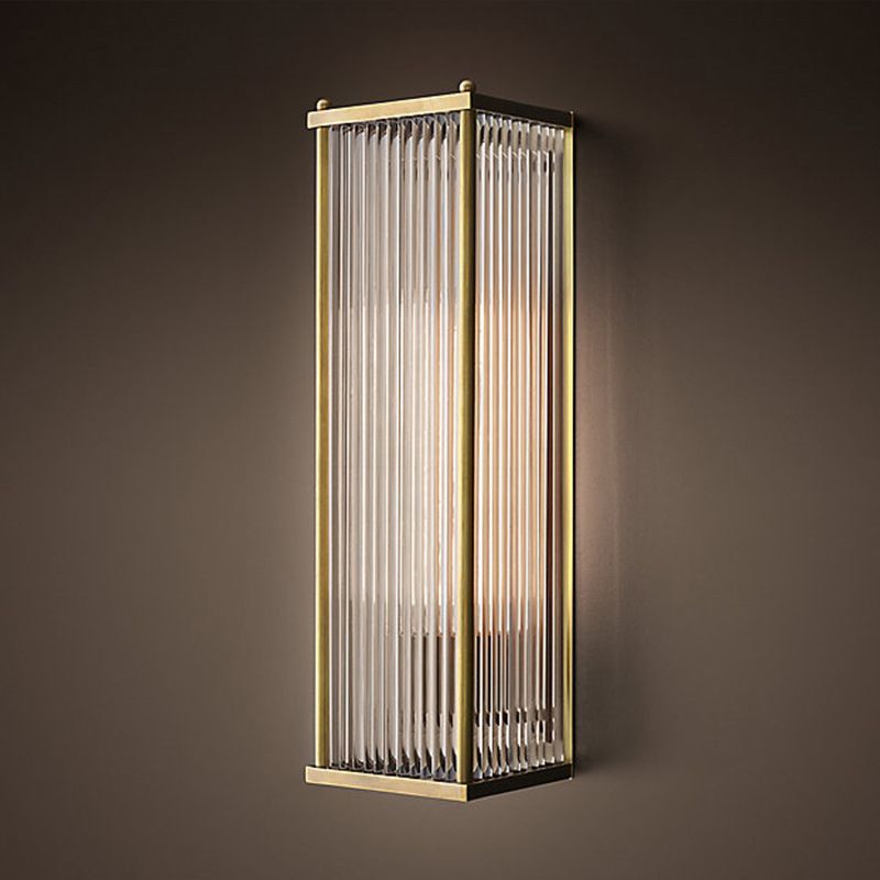 Modern Luxury Wall Lamp Rectangular Metal Wall Light with Crystal Shade