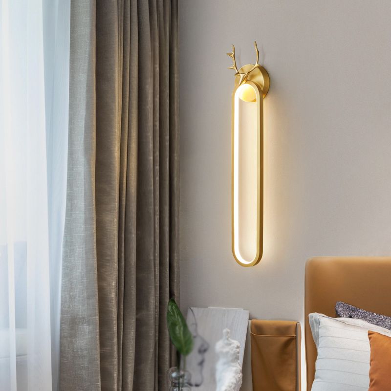 Contemporary Wall Sconce Copper LED Sconce Light Fixture for Bedroom