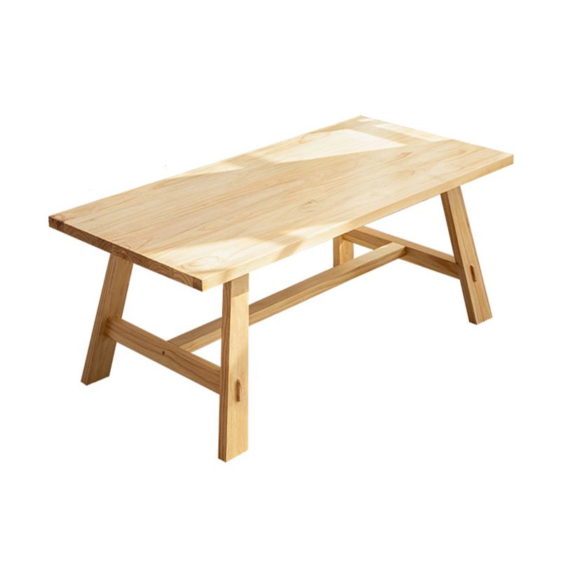 Rectangle Trestle Base Dining Table Modern Pine Wood Table for Kitchen