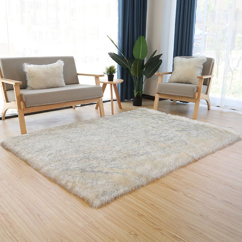 Casual Solid Area Carpet Polyester Shag Rug Non-Slip Backing Indoor Carpet for Home Decoration