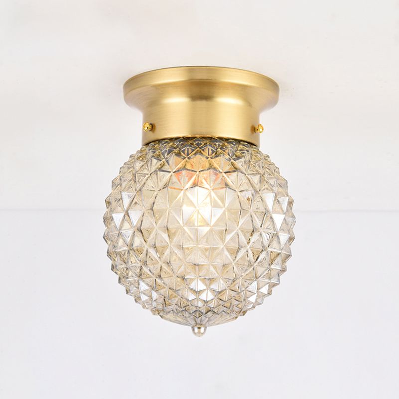 Glass Shaded Close to Ceiling Lighting Fixture Minimalist Ceiling Mount Lamp