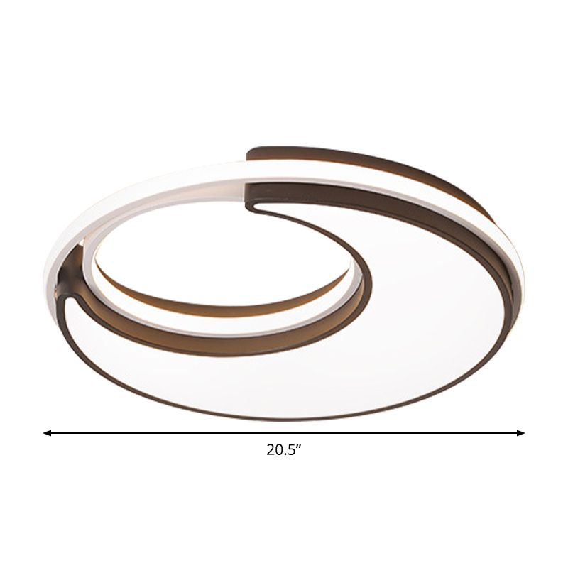 Moon Flush Lighting Fixture Minimalism Acrylic Sleeping Room LED Ceiling Lamp in Black, Warm/White Light