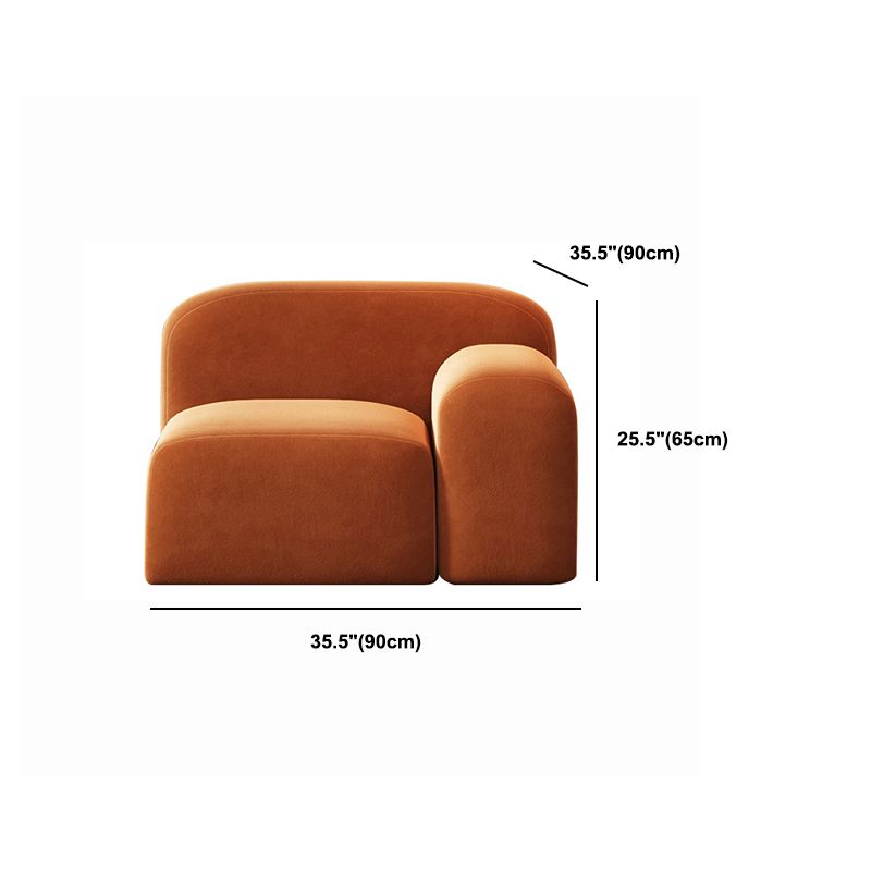 Round Arm Sofa Contemporary Wool Standard Sofa in Orange Finish