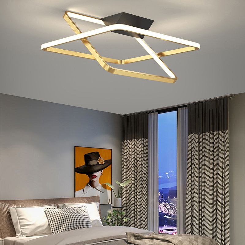 Modern Simple Ceiling Light Geometry LED Ceiling Lamp with Silica Gel Shade for Bedroom