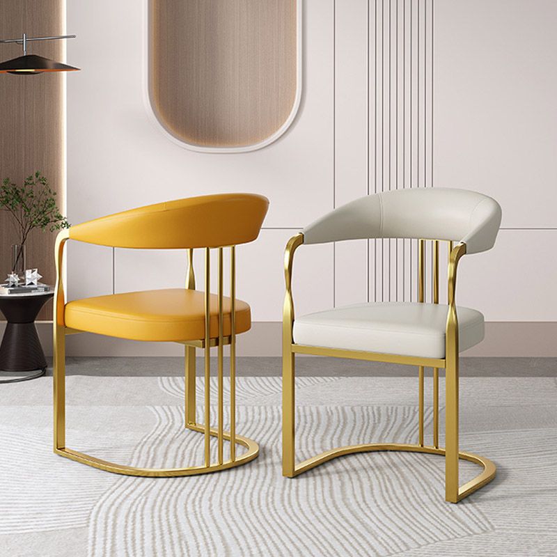 Glam Style Side Chair Metal Slat Back Dining Room Chair for Indoor