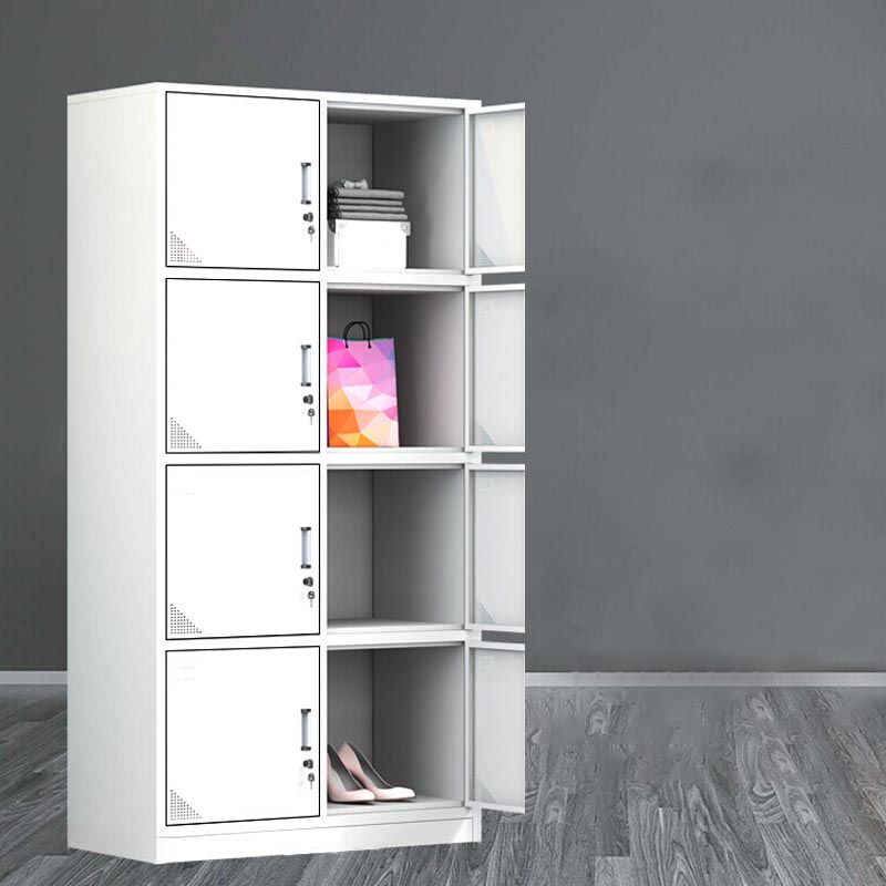Modern White Storage Cabinet with Hinged Door Metal Cabinet for Bathroom