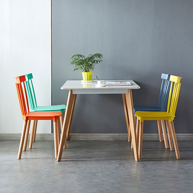 Contemporary Wood Indoor-Outdoor Room Side Chair Slat Back Chair