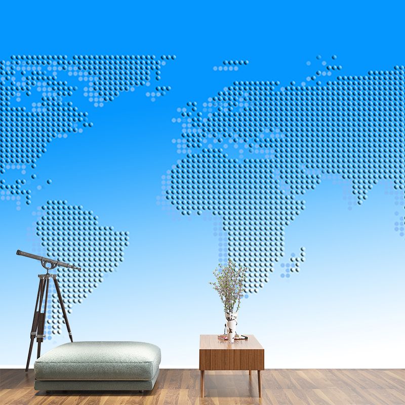 Illustration Stain Resistant Mural Wallpaper World Map Sitting Room Wall Mural