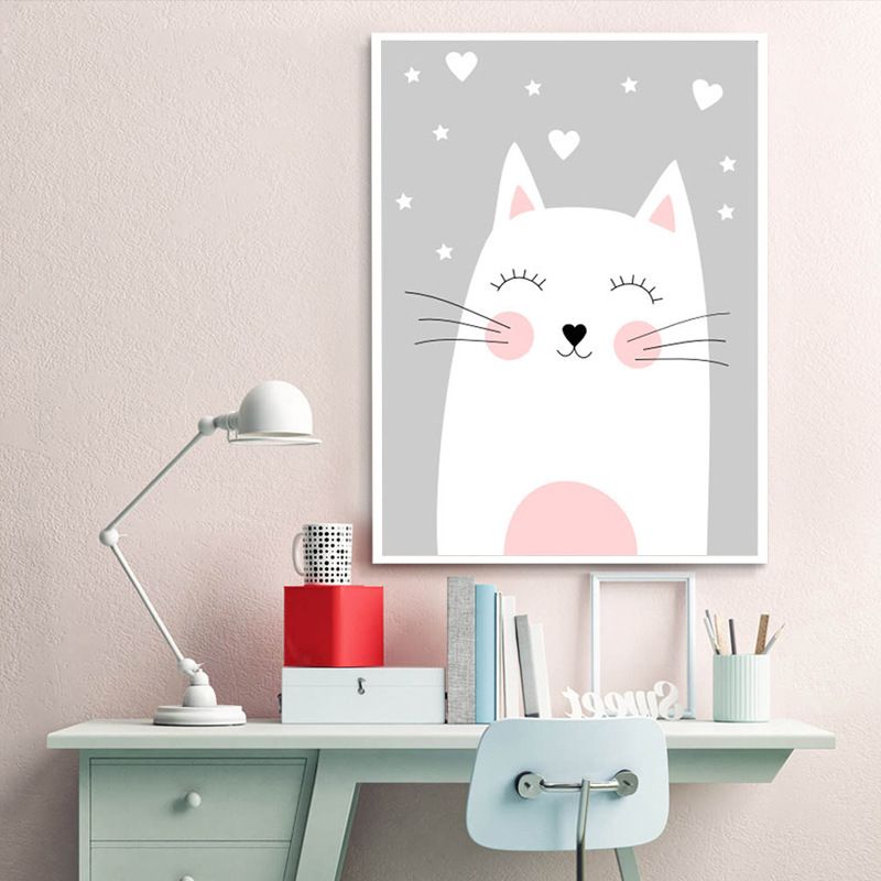 Décoration murale texturée en toile d'animaux joyeux de couleur claire pour salle d'étude, plusieurs tailles