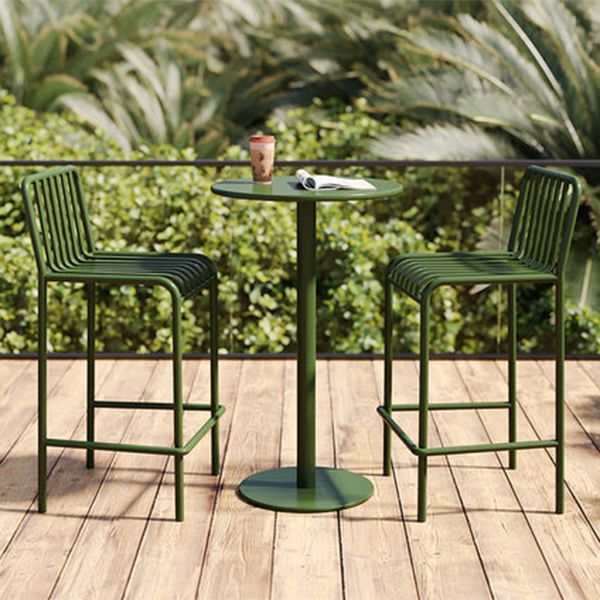 Modern Metal Round Dining Table Set 1/3/4 Pieces Counter Table Set for Outside