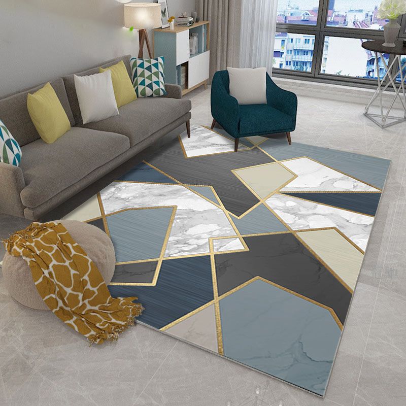 Abstract Printing Area Rug Polyester Modern Rug Non-Slip Backing Carpet for Living Room