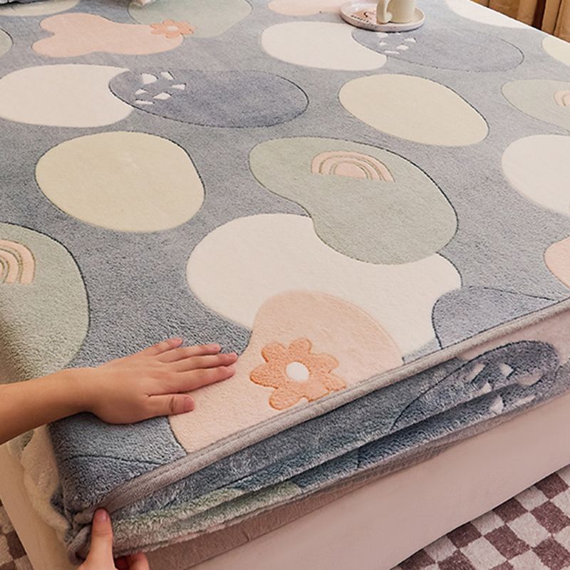 Soft Sheet Set Painting Breathable Flannel Fade Resistant Fitted Sheet