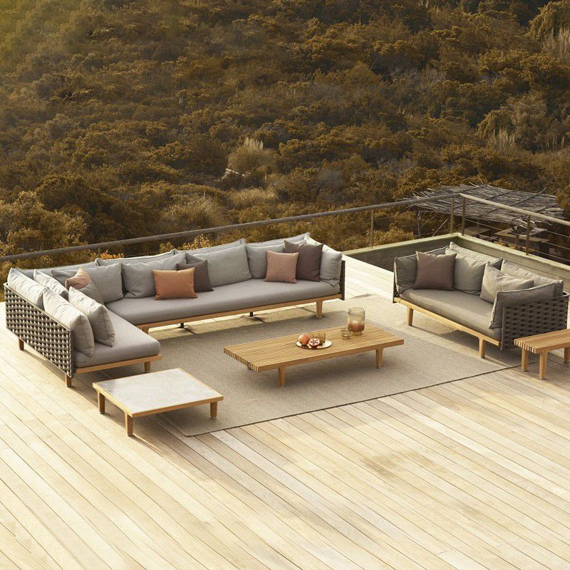 Solid Wood Outdoor Loveseat Water Resistant Outdoor Patio Sofa with Cushions