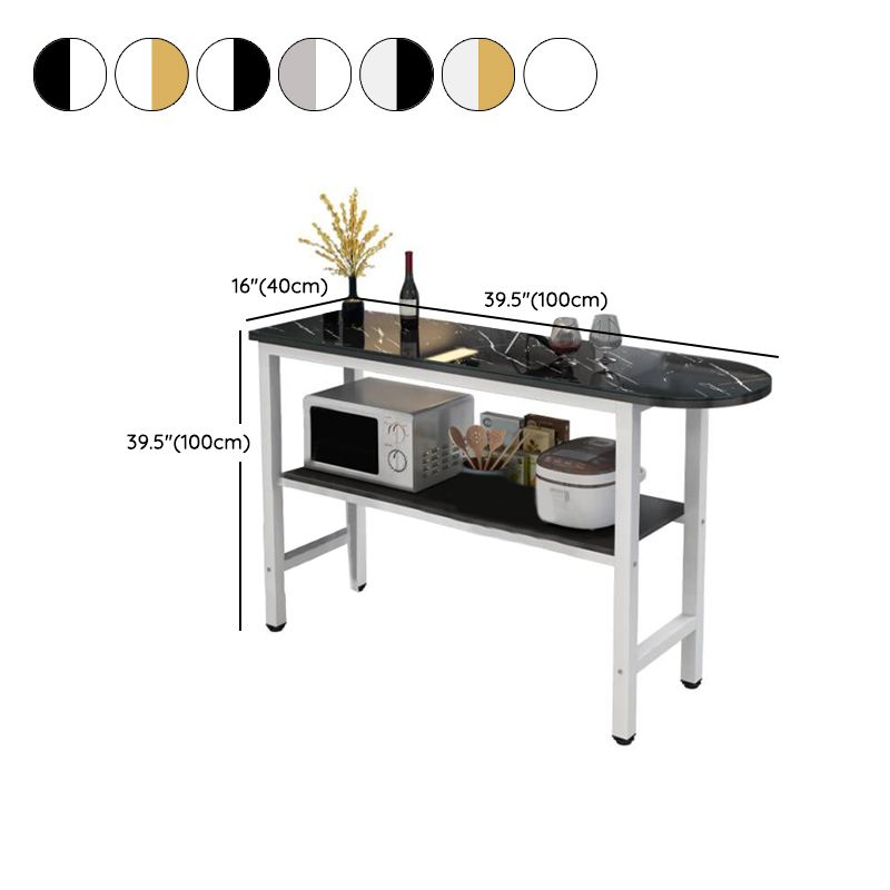 Modern Style Bar Table Set 3 Pieces Bar Table Set with Metal Base for Kitchen