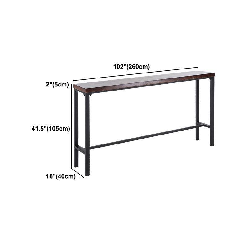 Industrial Rectangular Bar Pub Table Set 1/5 Pcs Solid Wood Top Bar Table with Iron Stools