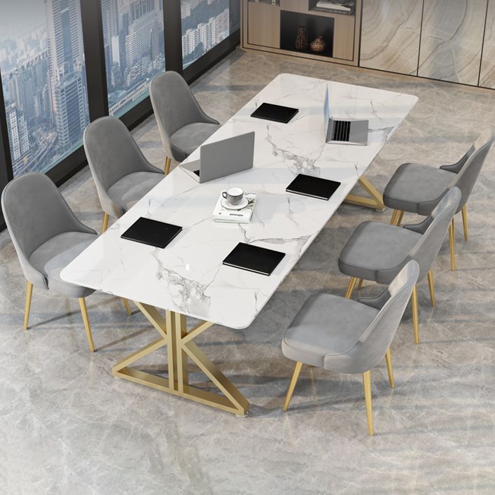 Glam Style Stone Office Desk Rectangular Writing Desk for Office