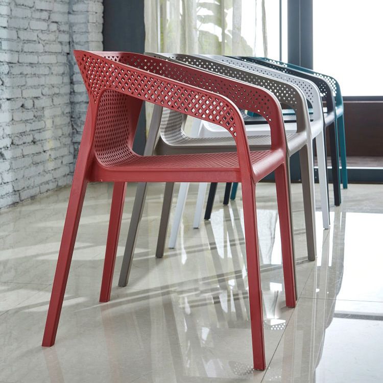 Ensemble de chaises de cuisine à manger avec bras arrière solide, chaises en plastique de style contemporain