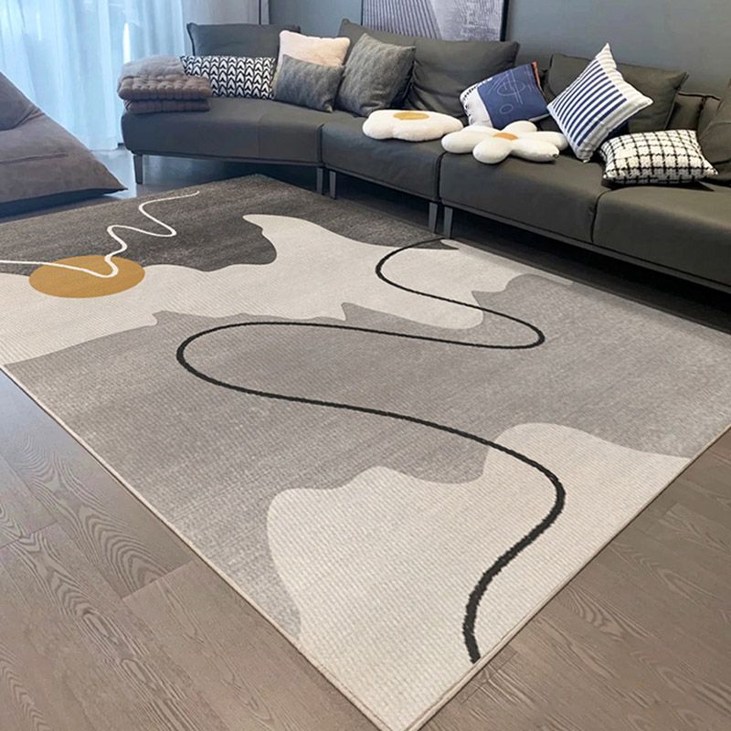 Casual Rug Simple Area Rug Polyester Easy Care Carpet for Bedroom