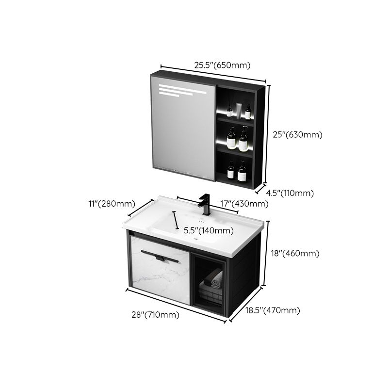 Modern Bathroom Vanity Set Aluminum Single-Sink Bathroom Vanity