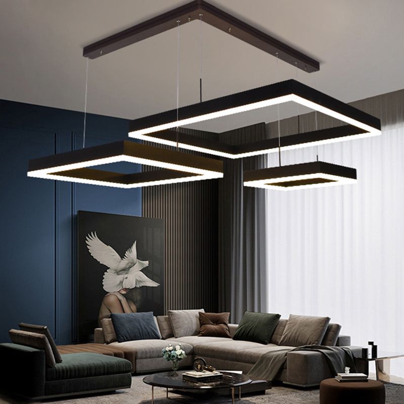 Lámparas de lámpara cuadrada moderna lámpara de metal 3 luces lámparas de lámpara