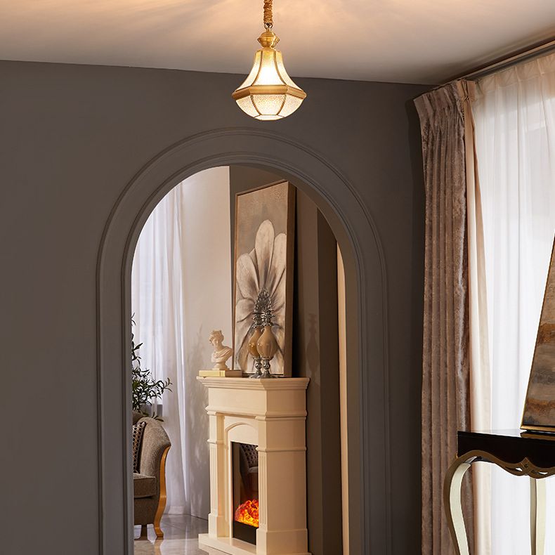 Beveled Dinning Room Pendant Lighting Fixture Glass Classic Style Hanging Ceiling Light in Brass