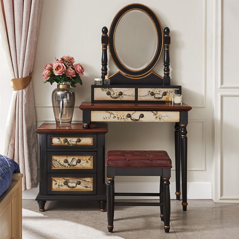 Victorian Makeup Vanity Table with Stool Dresser With Storage Drawers for Bedroom