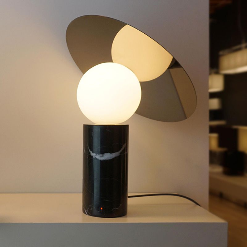 Table cylindrique Lumière Artistique Marble 1-Light Black Night-tands Éclairage pour le salon
