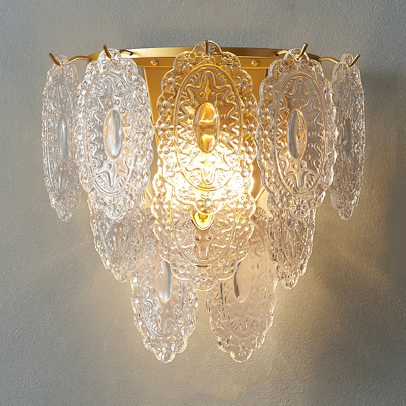 2 Lichter Glaswand Licht moderner Stil Geometrischer Wandmontage Leuchte in Gold