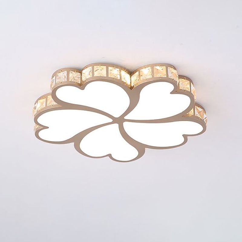 Clover Nordique Mount Ceiling Light with Crystal Shade Black / White / Gold LED Bedroom Ceiling Flush Mount Light