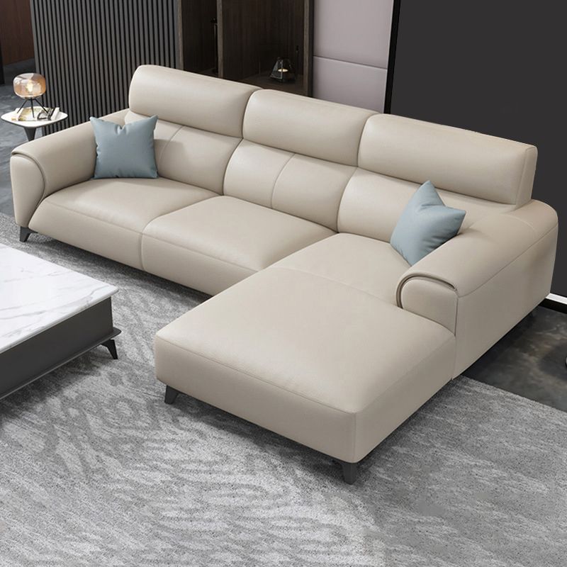 Contemporary Faux Leather Stationary Living Room Recessed Arm Sofa Chaise