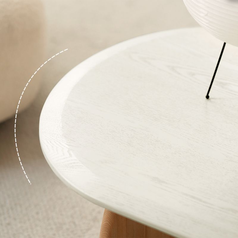 Modern 2 Legs Wooden Coffee Table Oval White Top Cocktail Table