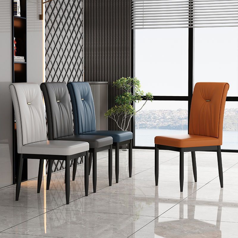 Leather Dining Chair Upholstered Home Dining Armless Side Chair