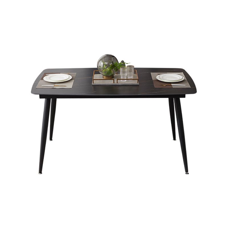 Modern Sintered Stone Black Dining Table Set with Rectangle Table and 4 Legs Base Home Dining Set