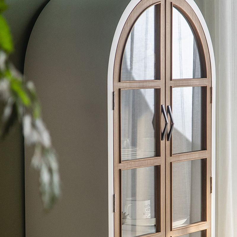 Traditional Wood Cabinet Multi-shelf Display Buffet Cabinet with Door for Living Room