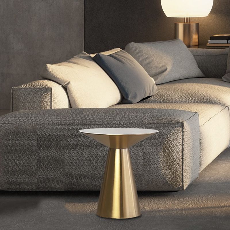 Mid-Century Side Table Metal Round Pedestal Living Room End Table