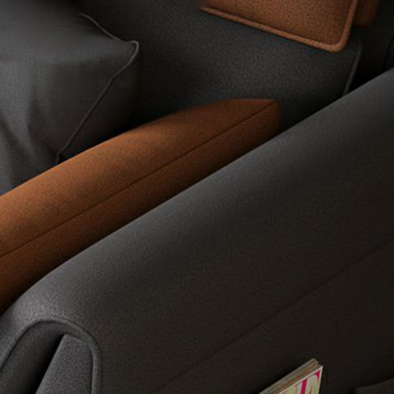 Modern Stain Resistant Faux Leather Pillow Top Arm Sofa with Bolster Pillows