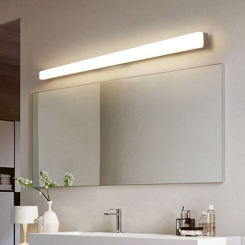White Modern Wall Sconce Geometric Shape Vanity Lamp with Plastic Shade for Bathroom