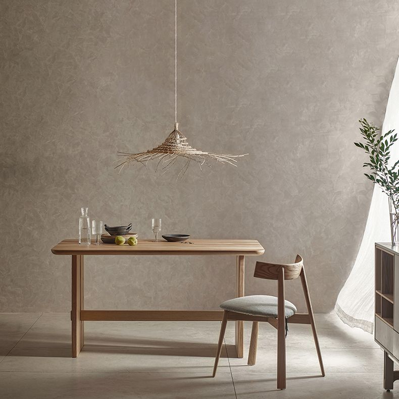 Modern Pine Solid Wood Table for Restaurant Rectangle Dining Table with Trestle Base