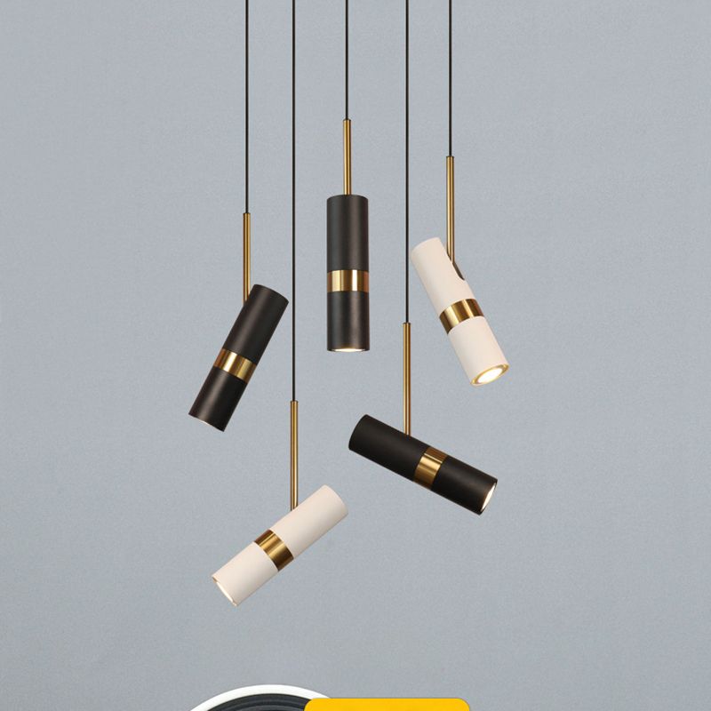 1 Light Cylinder Pendant Lighting Modern Metallic Pendant Ceiling Lights for Restaurant