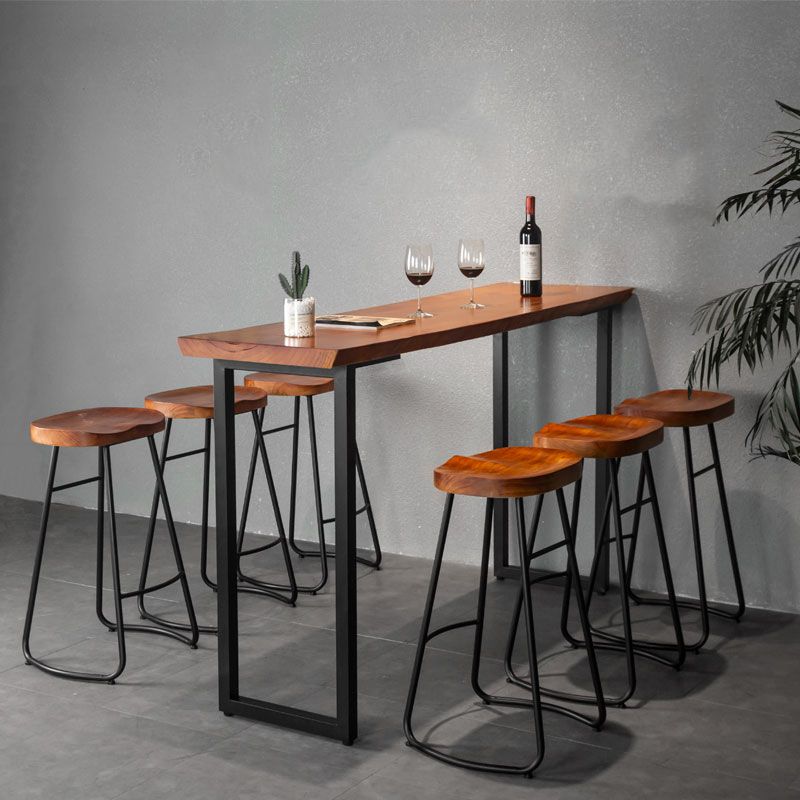 Industrial 1/2/7 Pieces Solid Wood Bar Table Set Rectangular Counter Set for Home Use