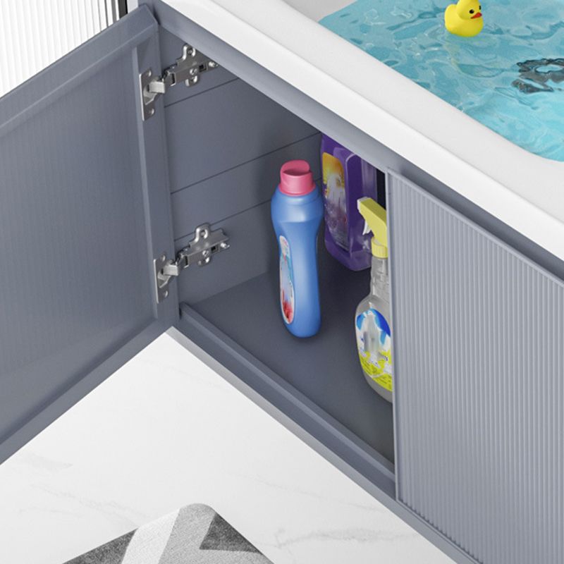 Modern Wall Mount Sink Vanity Metal Bathroom Vanity Cabinet with Mirror Cabinet