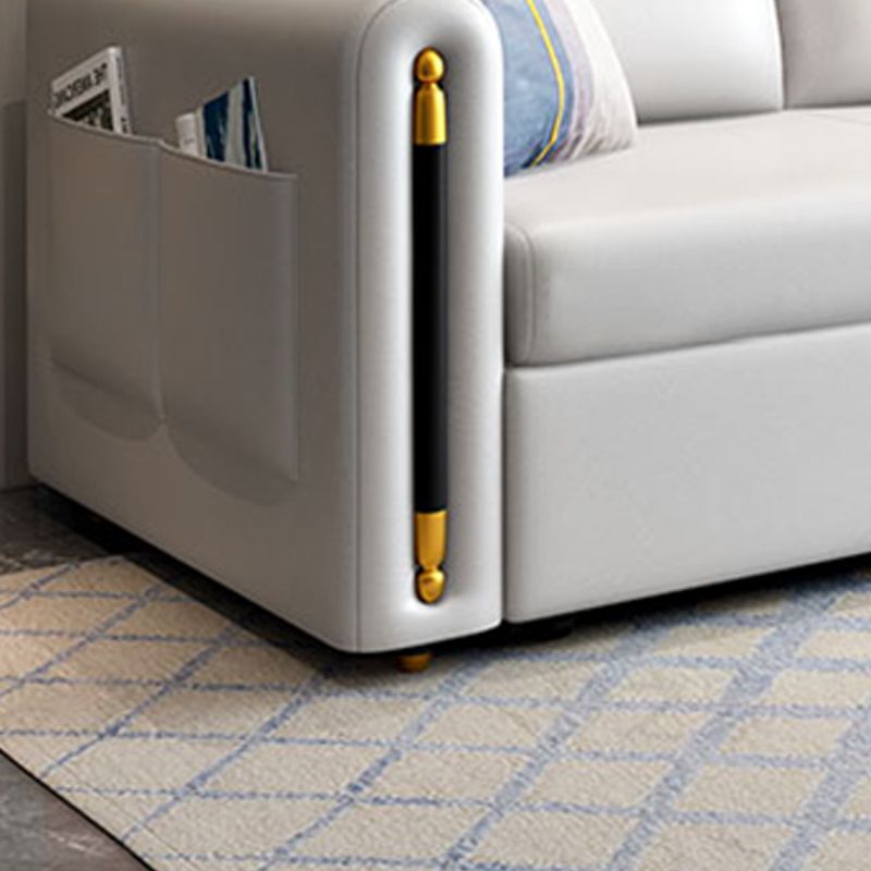 32.67" Tall Faux Leather Sofa Bed Glam Styled Sleeper Sofa Bed in Beige