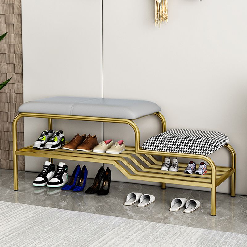 17" H Modern Metal Seating Bench Cushioned Entryway Bench with Legs