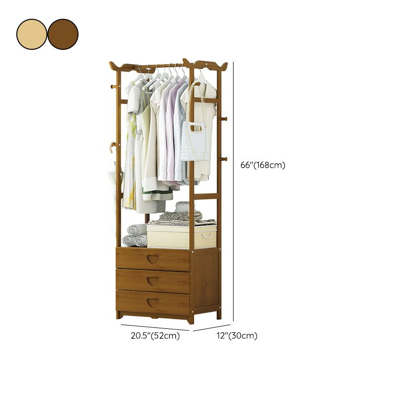 Free Standing Coat Rack Scandinavian Style Wooden Hall Stand with Drawer